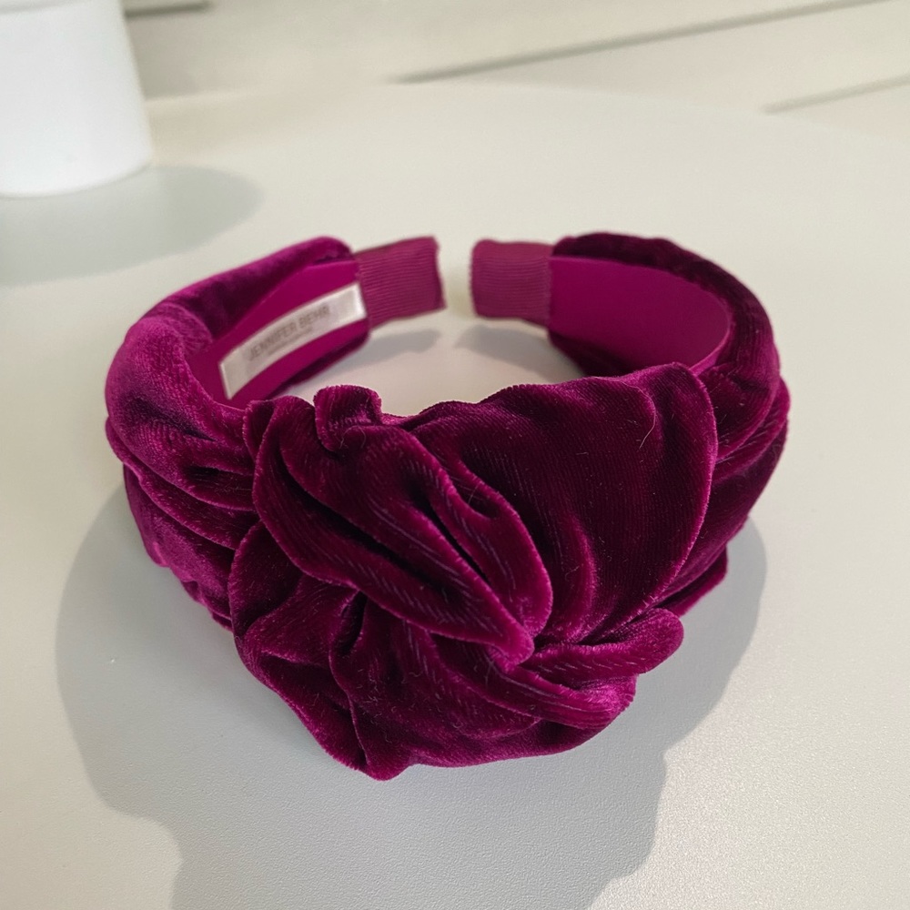 Jennifer Behr Velvet Headband in Rich Purple - Picture 3 of 5